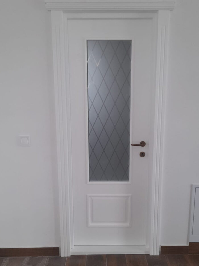 Ușă de interior celulară, furnir natural lemn stejar. Model 23 / Culoare: alb - imagine 1